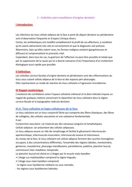 1 Cellulites Peri Maxillaires D Origine Dentaire I Introduction Ii 1 Cellulites Peri Maxillaires D Origine Dentaire I Introduction Ii