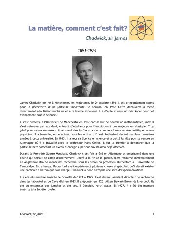 James Chadwick - Faculté des sciences et de génie