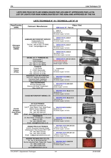 Technical List No. 19 - CIK-FIA