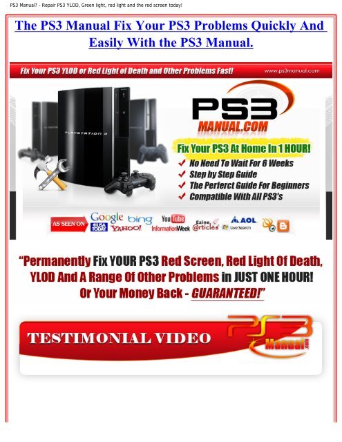 PS3 Manual? - Repair PS3 YLOD, Green light ... - Bestcbstore.com