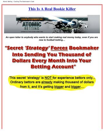 Atomic Betting - Cracking The Bookmaker's Code - Bestcbstore.com