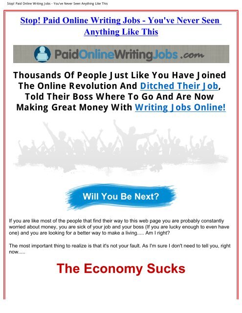 Stop! Paid Online Writing Jobs - You've Never ... - Bestcbstore.com