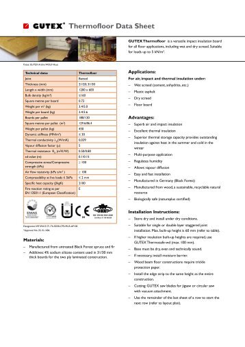 Thermofloor Data Sheet - Gutex