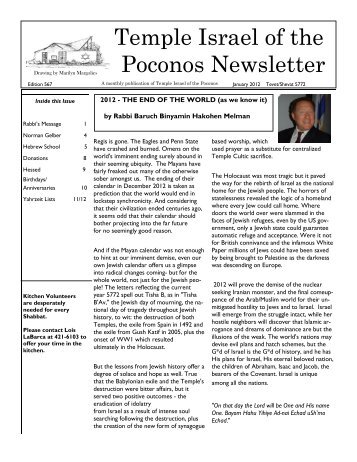 Temple Israel of the Poconos Newsletter - Asoundstrategy