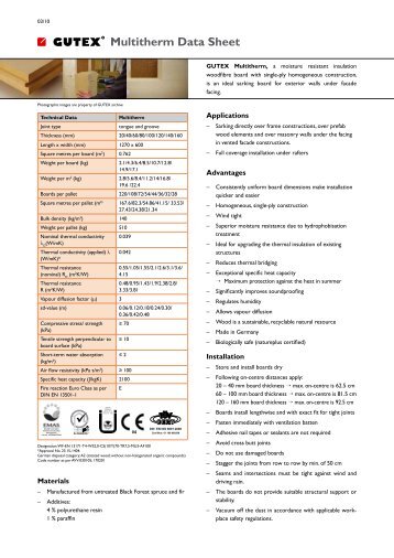 Multitherm Data Sheet - Gutex