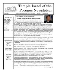 Temple Israel of the Poconos Newsletter - Asoundstrategy