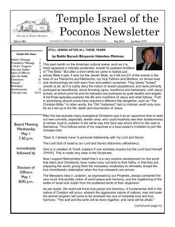 Temple Israel of the Poconos Newsletter - Asoundstrategy