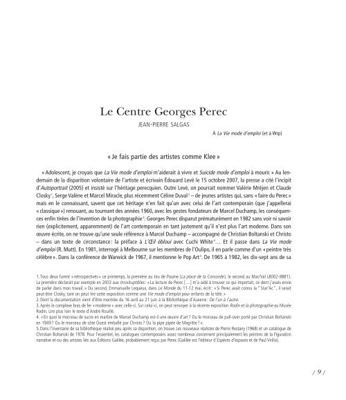Jean-Pierre Salgas - Association Georges Perec