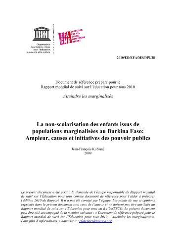 La Non-scolarisation des enfants issus de populations ... - World Bank