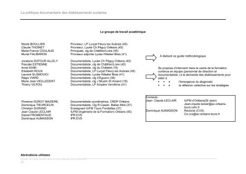 La politique documentaire des établissements scolaires - IUFM