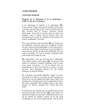 Aristote Rhétorique, Livre premier - PDF