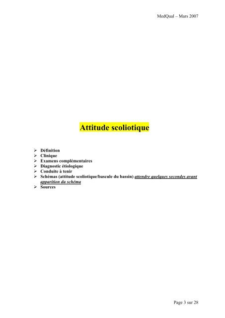 Attitude scoliotique ou Scoliose de l enfant - MedQual