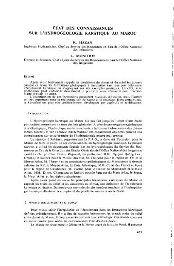 état des connaissances sur l'hydrogéologie karstique au maroc - IAHS