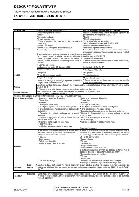 descriptif quantitatif lot 1 demolition - gros oeuvre - Communauté de ...