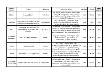 SOCIETES - THEMES TITRES AUTEURS Mots clés ... - ISC Paris