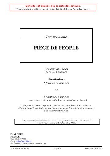 PIEGE DE PEOPLE - Pièces théâtre et comédies