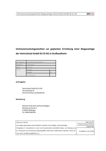 Immissionsschutzgutachten zur geplanten Errichtung einer ...