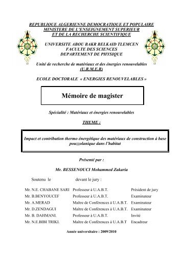 Mémoire de magister - DSpace - Université de Tlemcen