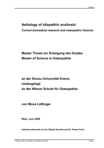 Aetiology of idiopathic scoliosis: - Osteopathic Research