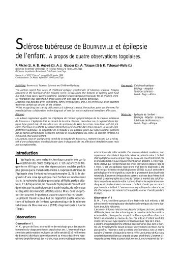 Sclérose tubéreuse de BOURNEVILLE et épilepsie