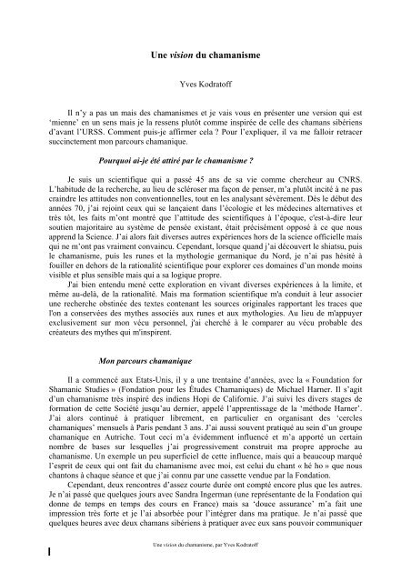 Une vision du chamanisme » par Yves Kodratoff - Les Fils d'Odin