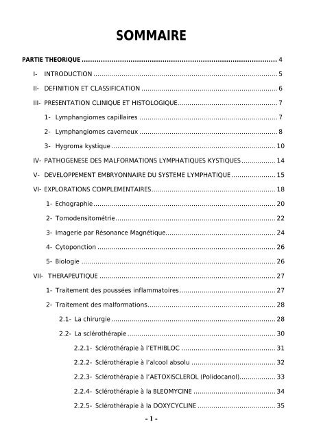 LYMPHANGIOME KYSTIQUE CHEZ L'ENFANT - Faculté de ...