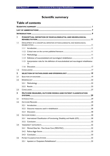 The report is available in English with a French summary - KCE