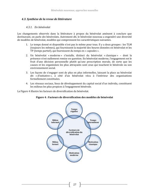 Rapport de recherche, bénévolats nouveaux, approches nouvelles