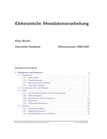 Elektronische Messdatenverarbeitung - Klaus Betzler - Universität ...