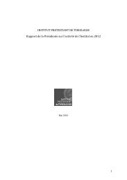 Rapport de la présidente 2012 - Institut protestant de théologie