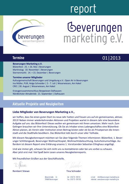 Newsletter 2013 - Beverungen Marketing eV