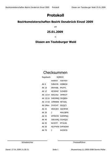 Checksummen Protokoll - DLRG - Bezirk Osnabrück eV