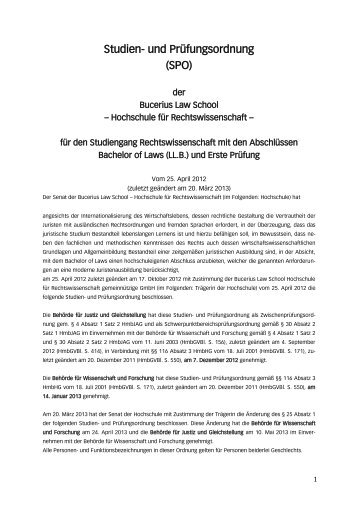 Studien- und Prüfungsordnung (SPO) - Bewerberportal der Bucerius ...