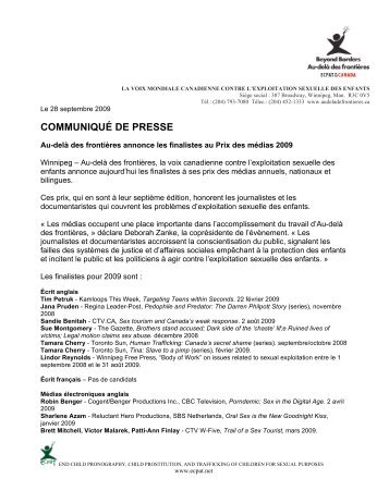 COMMUNIQUÉ DE PRESSE - Beyond Borders