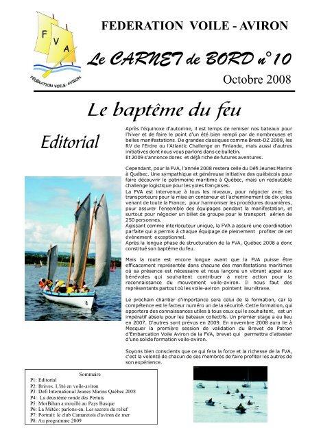 Bulletin Fédéral N°10 - Fédération Voile-Aviron