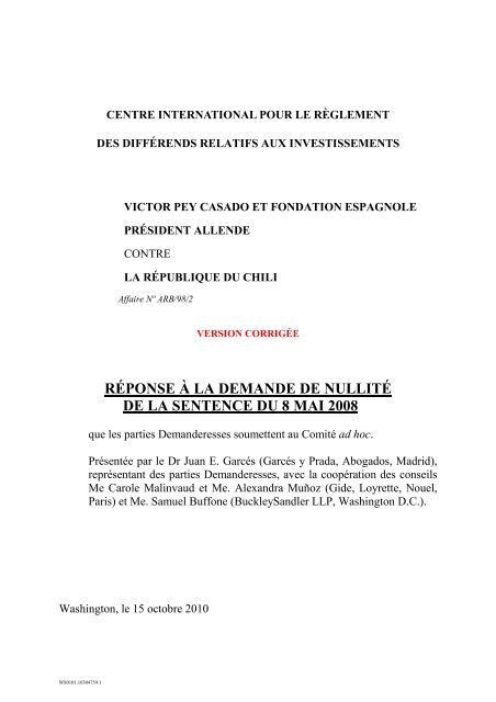 réponse à la demande de nullité de la sentence du 8 mai ... - Clarín.cl