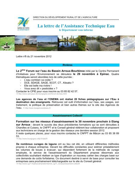 La lettre de l'Assistance Technique Eau - Conseil général Saône-et ...