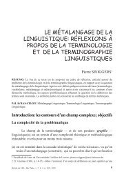 LE MÉTALANGAGE DE LA LINGUISTIQUE: RÉFLEXIONS À ... - GEL