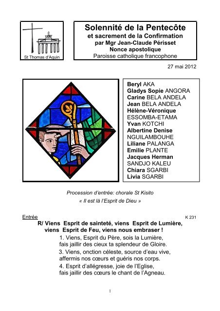 Solennite De La Pentecote Paroisse Catholique Francophone De Solennite De La Pentecote Paroisse Catholique Francophone De