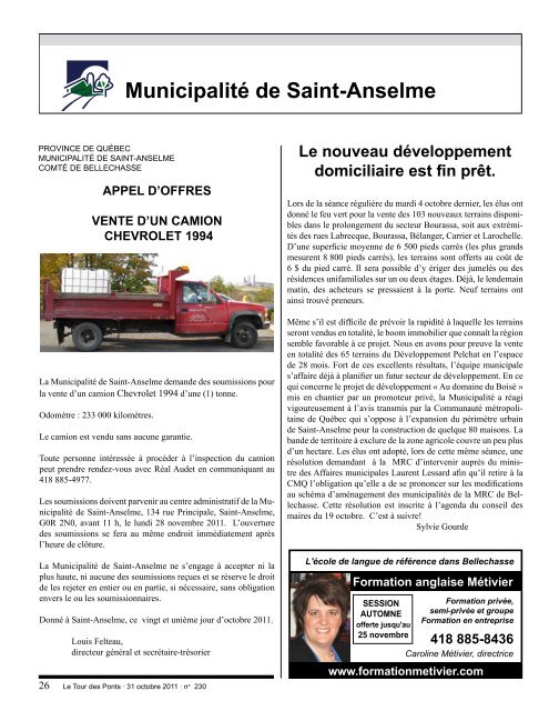 Novembre 2011 - Municipalité de Saint-Anselme