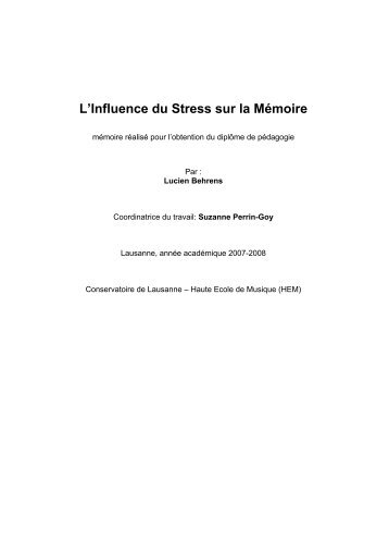 L'Influence du Stress sur la Mémoire - HEMU