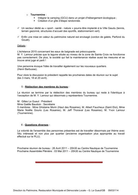 Réunion plénière du Comité Consultatif de quartier des Rosaires ...