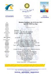 Réunion Statutaire du 24 Février 2011 Apéritif 19H30 au siège ...
