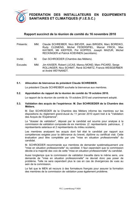 FEDERATION DES INSTALLATEURS EN EQUIPEMENTS ... - FIESC