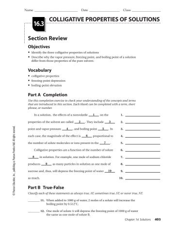 COLLIGATIVE PROPERTIES OF SOLUTIONS