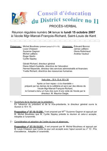 PROCÈS-VERBAL à l'école Mgr-Marcel-François-Richard ... - Web