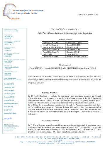 PV du CA du 7 janvier 2012 - Sfscmfco