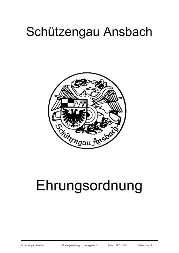 Ehrungsordnung des Schützengau Ansbach - BSSB