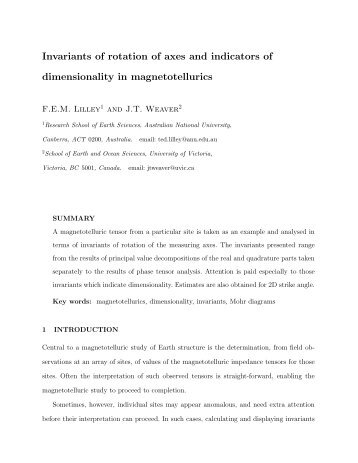 Invariants of rotation of axes and indicators of dimensionality in ...