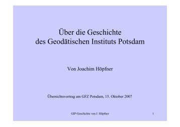 Über die Geschichte des Geodätischen Instituts ... - Bibliothek - GFZ